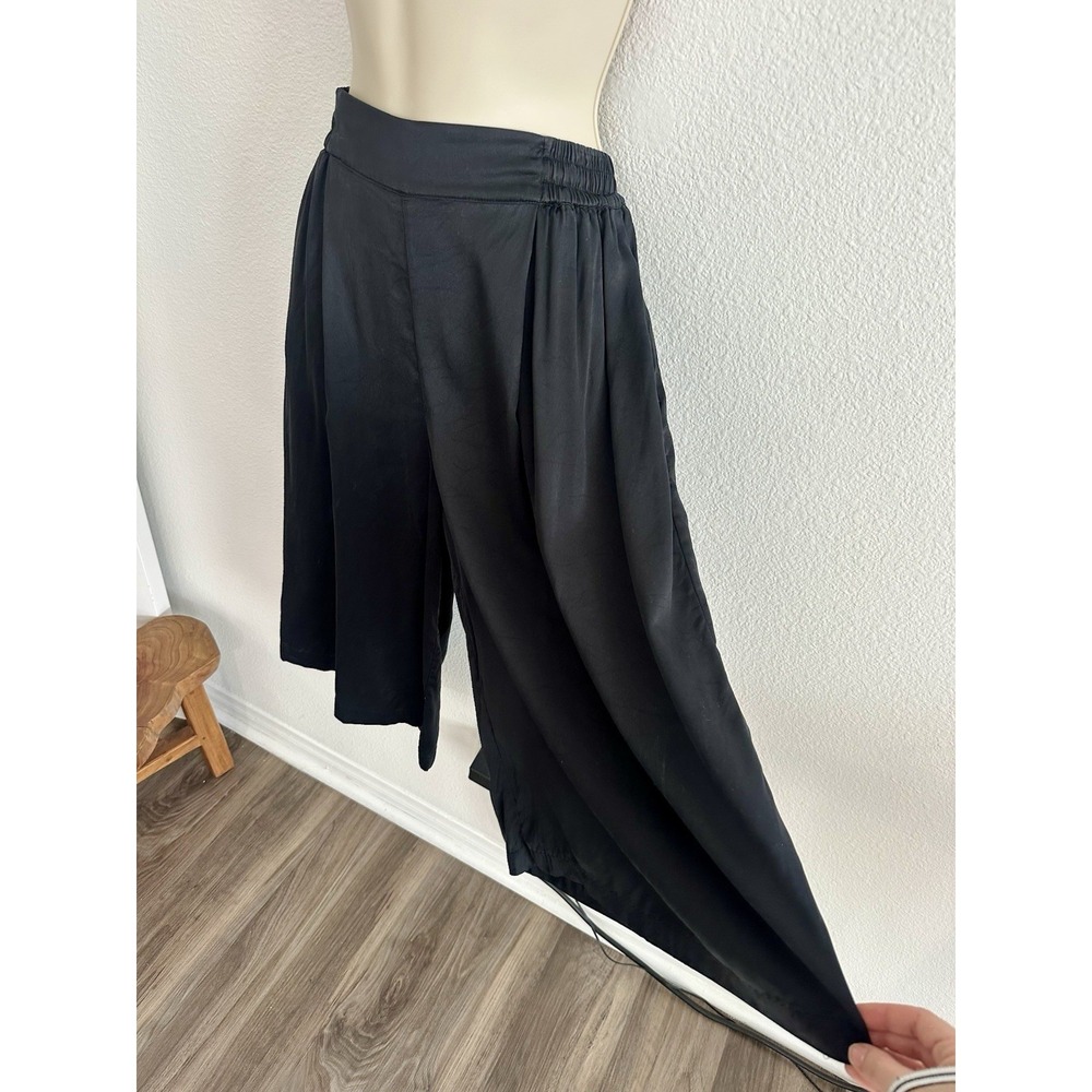 Lunya Washable Silk Crop Pants Wide Leg Black Womens Sz XS Lounge Pajamas - Picture 6 of 8